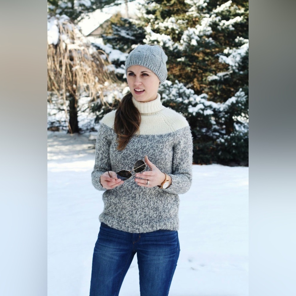 J.Crew two-toned herringbone turtle neck sweater